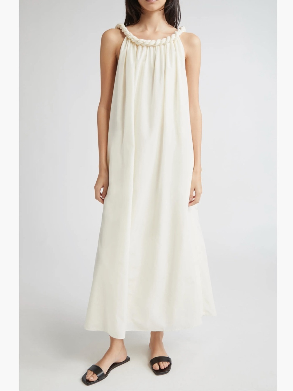 LOULOU DE SAISON Kika Gathered Cotton & Silk Voile Maxi Dress
